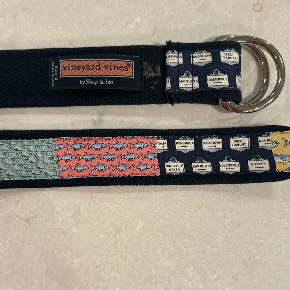Vineyard Vines Multicolor Fish Pattern Belt